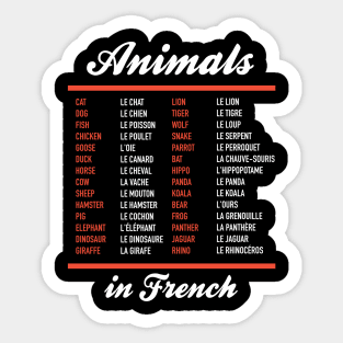 Animals In French Sticker